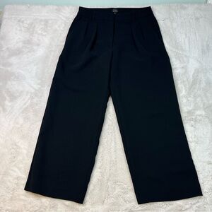 Banana Republic Black Pleated Wide Leg Trousers Size 12 Dress Pants Pockets